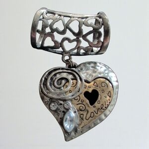 Brighton Silver Heart Scarf Pendant with Rhinestones